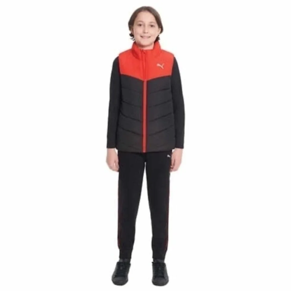 PUMA Youth Set Boy's Vest, Long Sleeve Shirt, Pants 3pc Red/Back Size Small NEW!